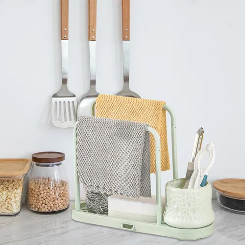 Vista 7 de Alipis Suministros de cocina Soporte para fregadero, organizador de esponja para drenaje, organizador de cocina