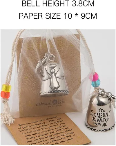 Vista 5 de Creative Blessing Bell Friends are Angels by Your Side Always with You Tiny Silver Bell, regalo adecuado para amigos o seres queridos, decoraciones