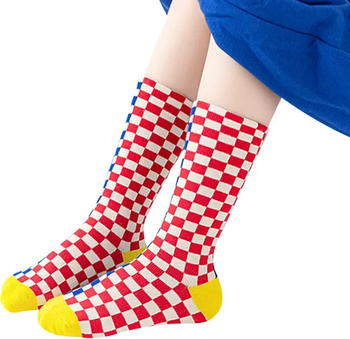 Vista 2 de Calcetines tobilleros de algodón a cuadros para niñas y niños pequeños unisex