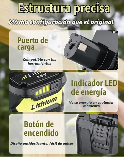 Vista 3 de VANTTECH Paquete de 2 unidades de repuesto 7.0Ah P108 para batería Ryobi