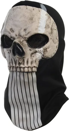 Vista 3 de RRANYF Máscara espeluznante de calavera fantasma de Halloween para hombres adultos casco de látex realista juego de esqueleto aterrador