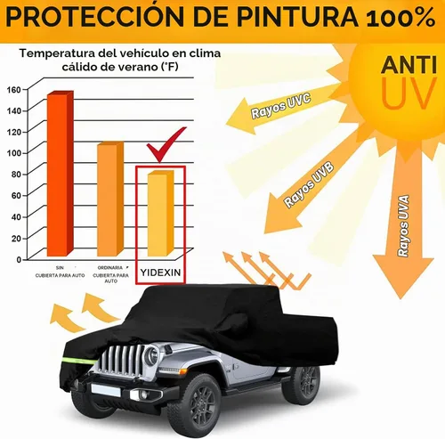 Vista 6 de YIXIN Funda impermeable para automóvil para Jeep Gladiator 2020 2021 2022-2026, fundas 190T, ajuste personalizado, correa 100% impermeable a prueba