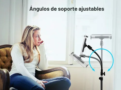 Vista 5 de elitehood Soporte de trípode de metal para iPad y soporte ajustable de 72 pulgadas con cuello de cisne para tableta, soporte de piso de aluminio