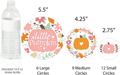 Vista 3 de Big Dot of Happiness Girl Little Pumpkin - Fiesta de cumpleaños de otoño o baby shower, confeti de círculo gigante, decoraciones de fiesta, confeti