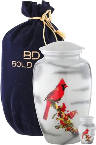 Vista 13 de BOLD & DIVINE Urna para adultos, urna de cremación de pájaro cardenal rojo Urna conmemorativa para adultos, entierro, urnas de cremación fúnebre