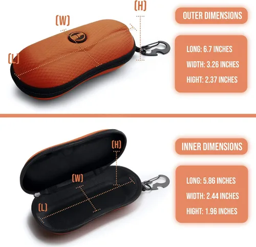 Vista 3 de BLUPOND Funda de gafas de sol semiduro de EVA con gancho de metal para colgar clip de cinturón para almacenamiento de gafas de sol