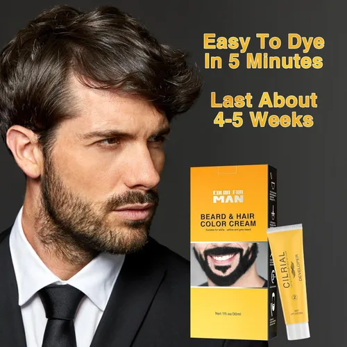Vista 5 de Tinte para barba para hombres, colorante de barba para hombres, tinte negro para bigote y barba para hombres, 3 piezas de tinte de barba para hombre