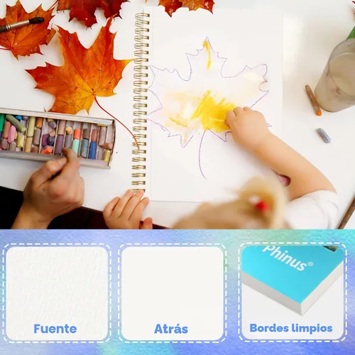Vista 6 de Phinus Cuaderno de bocetos para acuarela de 30 hojas 14 x 21,6 cm, papel para acuarela prensado en frío (140 lb/300 g/m²), cuaderno de acuarela