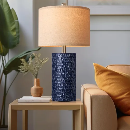Vista 6 de PARTPHONER Juego de 2 lámparas de mesa de cerámica modernas de 23 pulgadas, lámparas de mesa para sala de estar, lámparas de noche rústicas