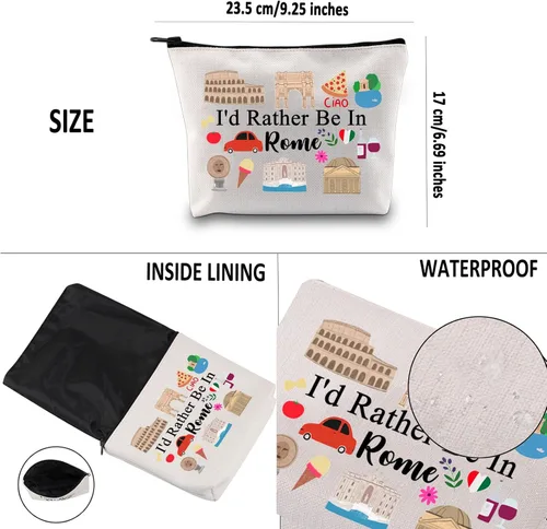 Vista 3 de G2TUP Rome Travel Gift Rome Makeup Bag Rome Journey Cosmetic Bag Rome Trip Souvenir Gift Roma amante regalo Rome camping regalo, Roma MB