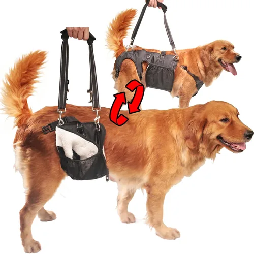 Vista 10 de Arnés doble uso para perro SyFatWeen con soporte para las patas traseras y cadera, cabestrillo canino para elevación de perro, ajustable y suave