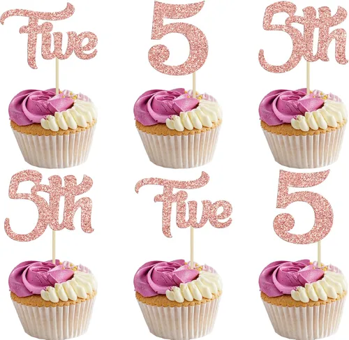 Vista 17 de 24 adornos para cupcakes de primer cumpleaños con purpurina para decoración de pastel de primer cumpleaños, selecciones de cupcakes para niños, baby