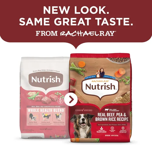 Vista 2 de Nutrish Rachael Ray - Alimento seco para perros adultos, receta de carne de res, guisantes y arroz integral, bolsa de 5 libras