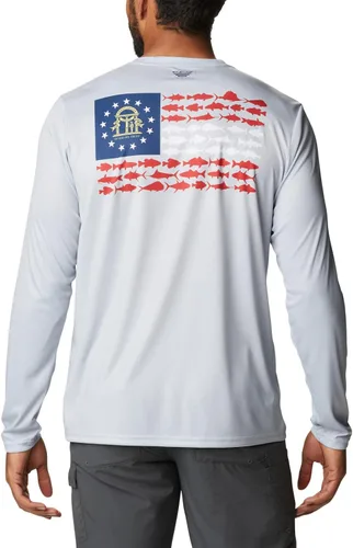 Vista 2 de Columbia Terminal Tackle PFG - Bandera para hombre grande y alto con bandera LS, gris fríopez GA, talla L B&T