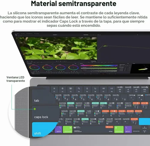 Vista 4 de JCPal Davinci Resolve Shortcut Guide - Funda para teclado para MacBook Pro