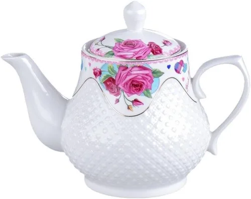 Vista 8 de 123Arts Tetera, tetera de flores, tetera de cerámica, tetera para oficina en casa, 33 onzas, 33.8 fl oz B-33.8 fl oz