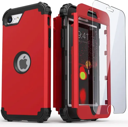 Vista 11 de IDweel Funda para iPhone SE 2020 con protector de pantalla, para iPhone SE 2022, 3 en 1, absorción de golpes, ajuste delgado, cubierta