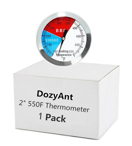 Vista 4 de DozyAnt - Termómetro sensor de 2 pulgadas, hasta 550F, con mango de 2.5 pulgadas, de acero inoxidable RWB, para grill, asador, parrilla, carbón