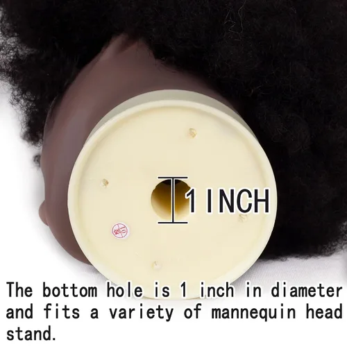 Vista 7 de Cabeza de maniquí afro macho de 6 pulgadas, 100% cabello humano, cabello rizado, tipo 4A, para trenzar, peluquería, cabeza de entrenamiento