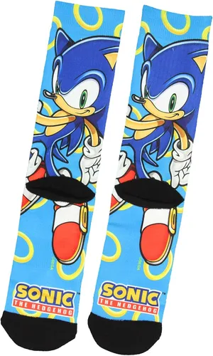 Vista 2 de Sonic The Hedgehog - Anillos dorados sublimados de media pantorrilla, Azul
