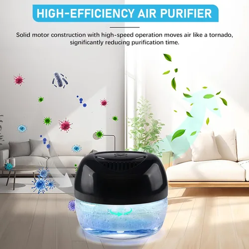 Vista 4 de Limpiador de Aire Lavador de Aire, Difusor de Aromas para Aire Fresco para el Hogar, Oficina, Purificador de Aire con Luz Nocturna (Negro)