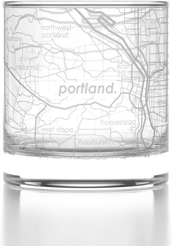 Vista 40 de Well Told Vaso de rocas grabado con mapa de Akron, Ohio, cristalería estilo antiguo (325ml, transparente) Vaso de bourbon grabado, regalos