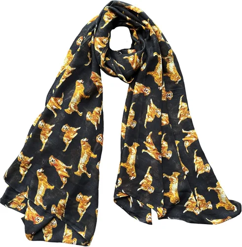 Vista 2 de Lina & Lily Bufanda ligera con estampado de perro Golden Retriever para mujer
