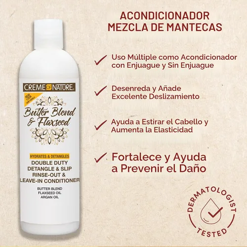 Vista 3 de Creme of Nature Butterblend & Linaza Desenredar y Resbalar Enjuague