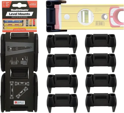 Vista 9 de Soporte universal de nivel StealthMounts negro delgado Clips de almacenamiento de nivel con bloqueo para todas las marcas (paquete de 2)