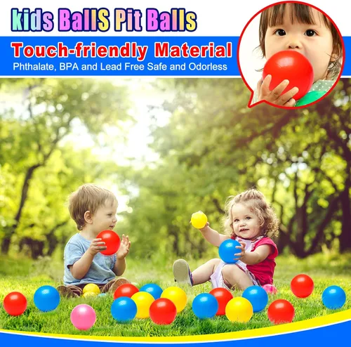 Vista 4 de Hovenlay 100 Bolas de Piscina de Bolas para Niños, Bolas de Plástico para Piscina de Bolas, Bolas de Juego para Bebés y Niños Pequeños, Ideal