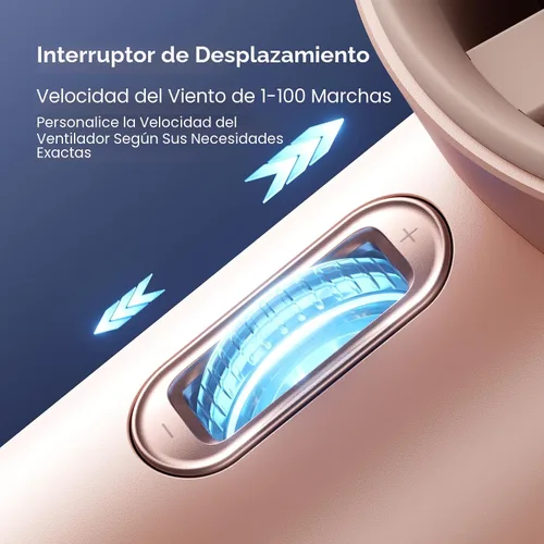 Vista 4 de Ventilador de mano JISULIFE Pro1S - Flujo de aire de última generación: hasta 12 horas de funcionamiento Rosa Iceberry