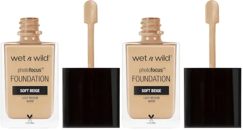 Vista 23 de wet n wild - Base líquida Photo Focus con acabado mate, vegana y libre de crueldad animal, color ámbar beige (Amber Beige)