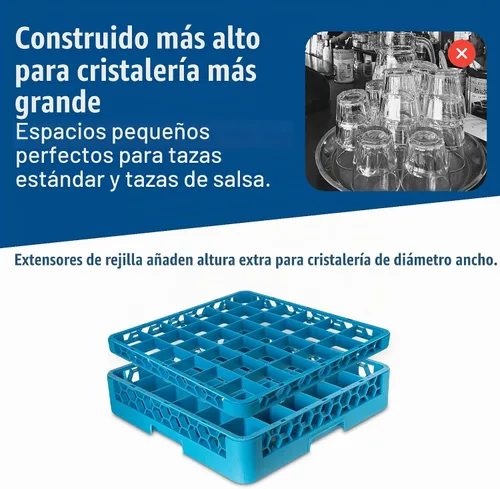 Vista 6 de Carlisle FoodService Products OptiClean - Extensor de estante de vidrio dividido de 36 compartimentos para lavavajillas comerciales, extensor