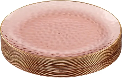Vista 27 de PLASTICPRO Paquete de 30 platos de plástico martillado, platos de plástico desechables pesados, elegantes platos de fiesta transparentes martillados