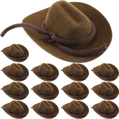 Vista 12 de 24 piezas Mini sombrero de vaquero para manualidades decoración de Negro