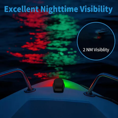 Vista 3 de Obcursco Luces de Navegación para Barco, Luces LED Marinas de Proa Verdes y Rojas, IP67 Impermeable, Resistente a la Oxidación, Ideal para Pontón