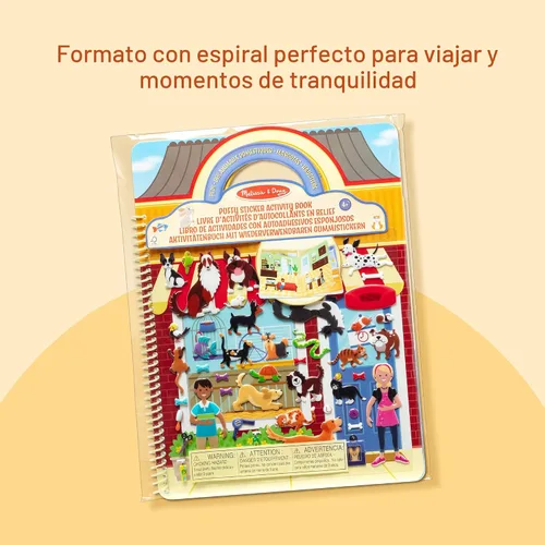 Vista 7 de Juego con pegatinas en relieve, de la marca Melissa & Doug, Libro de actividades "lugar de mascotas" con adhesivos acolchados