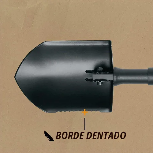 Vista 3 de Gerber E-Tool - Pala plegable táctica, pala de camping con borde dentado, color negro