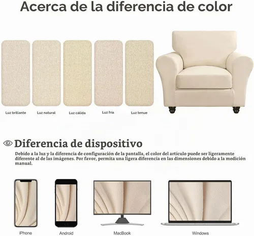 Vista 5 de SearchI Funda elástica para sofá, funda para sillón de 2 piezas con funda de cojín separada para silla, protector de muebles lavable para sala