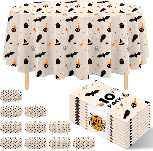 Vista 57 de Paquete de 10 manteles desechables de plástico premium de 54 x 108 pulgadas, mantel rectangular para mesa, para cumpleaños, bodas, Navidad, Beige