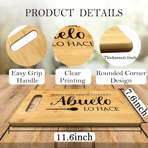 Vista 7 de FONDCANYON Abuelo Gifts - Tabla de cortar de bambú, regalo para abuelo español, decoración de cocina