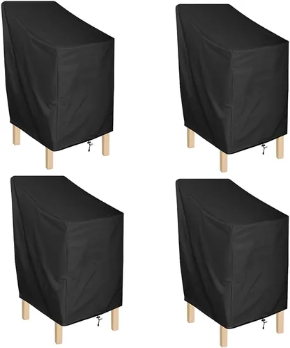 Vista 10 de ANMINY - Fundas impermeables para sillas de patio, color negro, Negro