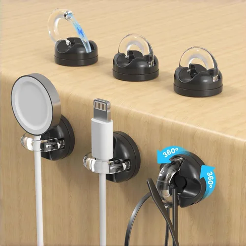 Vista 16 de IFNOW Paquete de 6 clips magnéticos para cables para mesita de noche, soporte de cable autoadhesivo en blanco y negro, clip ajustable para negro