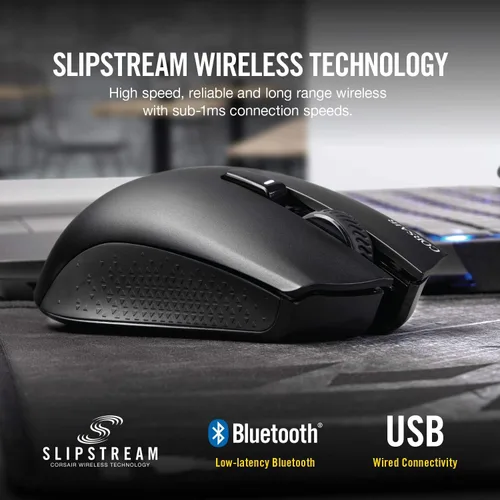 Vista 3 de Corsair Harpoon RGB Wireless - Mouse inalámbrico recargable para juegos con tecnología SLIPSTREAM - Sensor óptico de 10,000 DPI