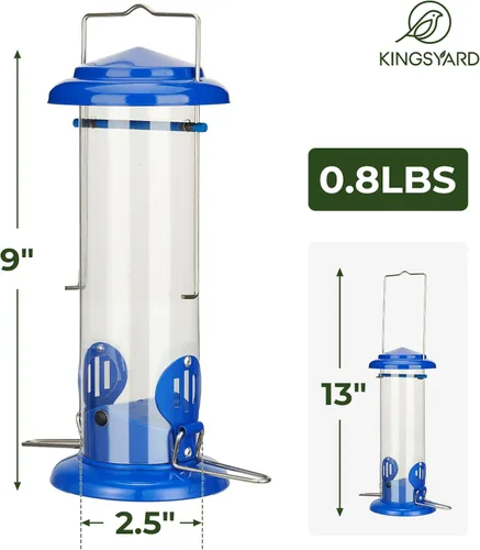 Vista 7 de Kingsyard Alimentador para Azulejos Mejorado para Colgar al Aire Libre, Tubo de Metal para Gusanos de la Harina con Percha Ensanchada para Pájaros