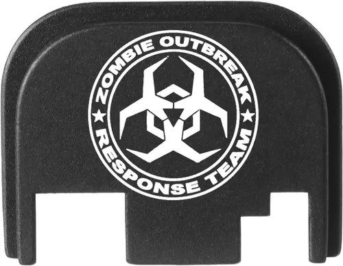 Vista 11 de NDZ Performance Gen 1-4 Rear Slide Cover Plate for Glock 9mm .40 .357 .45 Laser Engraved Popular Images in Black Aluminum - Choose Image