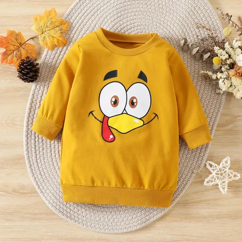 Vista 7 de Sudadera de manga larga con estampado de dibujos animados para niños y niñas