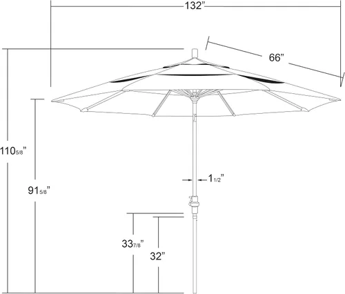 Vista 7 de California Umbrella 11' Rd Tahoe Series Aluminum Patio Umbrella Beige antiguo