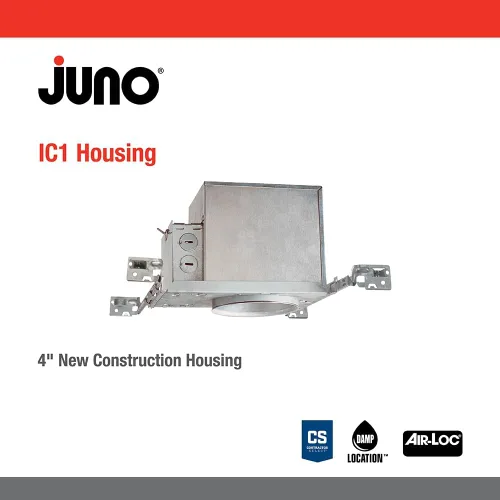 Vista 3 de Juno - Carcasa de luz de techo incandescente de 4 pulgadas para construcción nueva, luz empotrada con clasificación IC con perchas ajustables