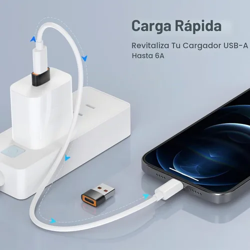 Vista 4 de Paquete de 10 adaptadores USB a USB C, adaptador USB C hembra a USB macho, carga rápida y transferencia de datos para iPhone 17 16 15 Plus Pro Max
